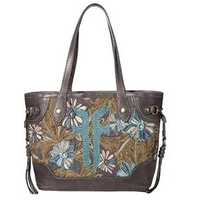 FRYE Melissa Floral Embroidered Carbon Multicolor Carryall Shoulder Bag